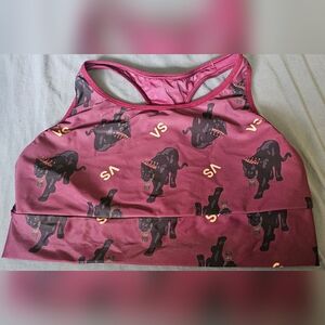 Victoria's Secret Burgundy Sports Bra with Panther Print
